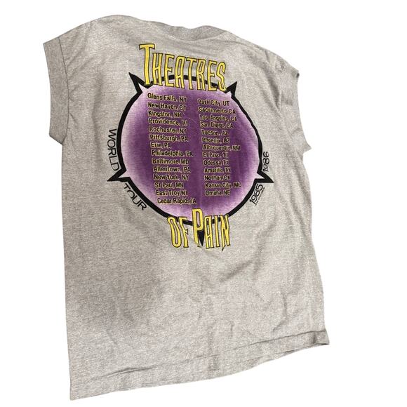 VINTAGE 80s Motley Crue Theatre of Pain World Tour 1985 86 Sleeveless T-Shirt L - Picture 3 of 6